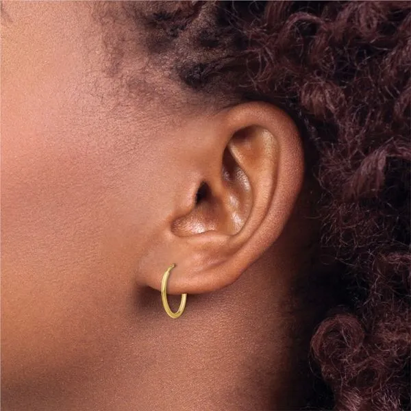 14K Yellow Gold 14MM Sleeper Earrings 1.25MM Tube Image 2 Barthau Jewellers Stouffville, ON