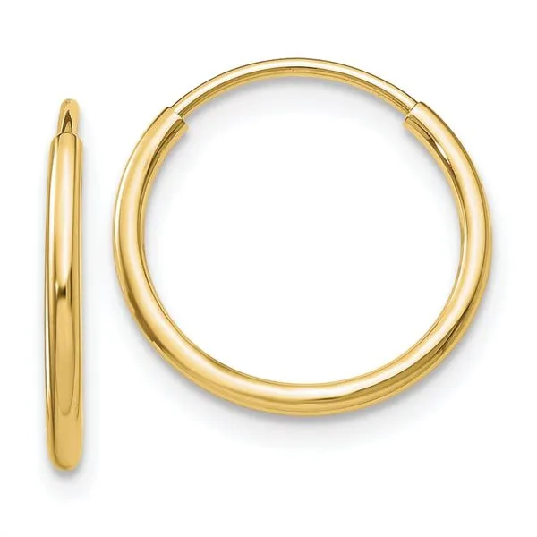 14K Yellow Gold 14MM Sleeper Earrings 1.25MM Tube Barthau Jewellers Stouffville, ON