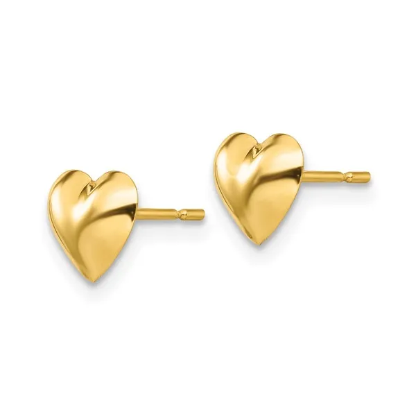 14K Yellow Gold Heart Post Earrings Children 14k/Silicone Backings Image 2 Barthau Jewellers Stouffville, ON