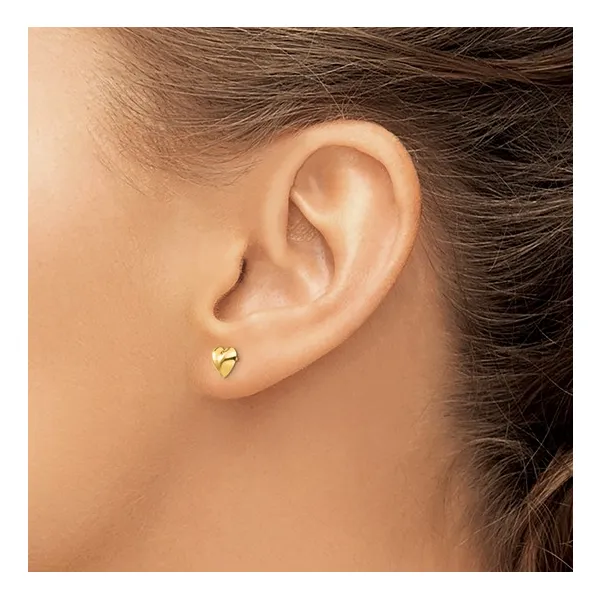 14K Yellow Gold Heart Post Earrings Children 14k/Silicone Backings Image 3 Barthau Jewellers Stouffville, ON