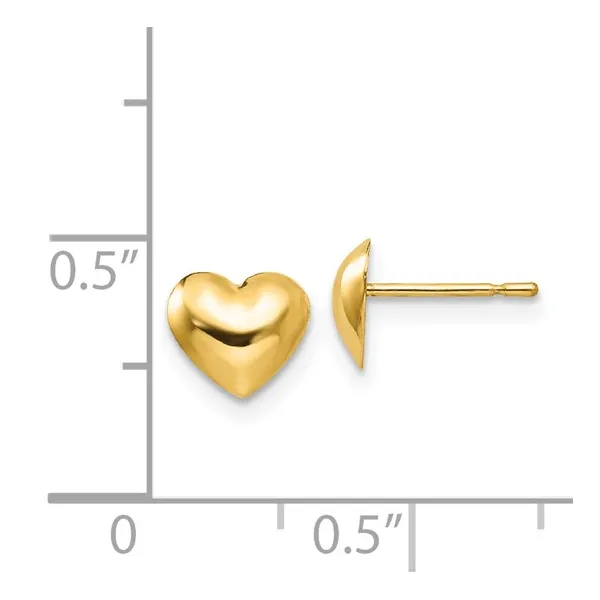 14K Yellow Gold Heart Post Earrings Children 14k/Silicone Backings Image 4 Barthau Jewellers Stouffville, ON