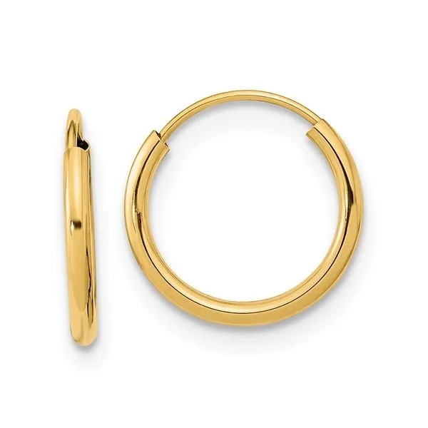 14K Yellow Gold 12mm Sleeper Earrings 1.25mm Tube Barthau Jewellers Stouffville, ON