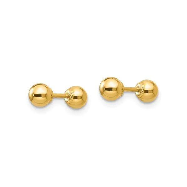 14K Yellow Gold 4MM Ball Child Earrings Image 2 Barthau Jewellers Stouffville, ON