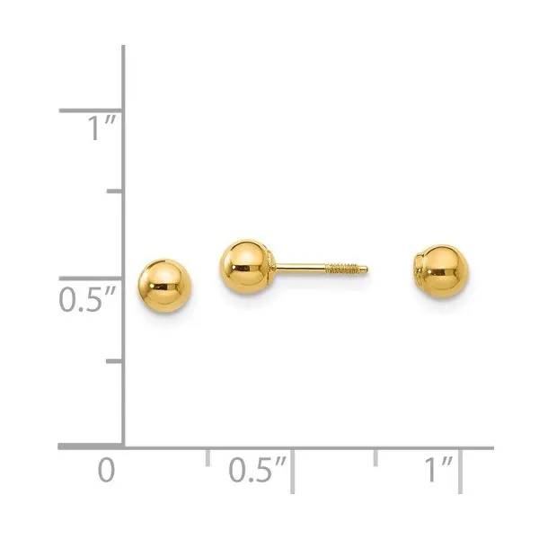 14K Yellow Gold 4MM Ball Child Earrings Image 3 Barthau Jewellers Stouffville, ON