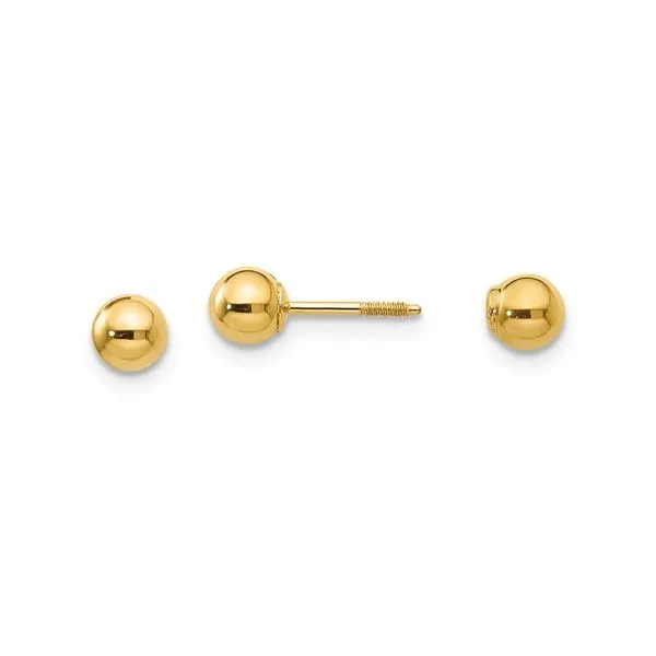 14K Yellow Gold 4MM Ball Child Earrings Barthau Jewellers Stouffville, ON