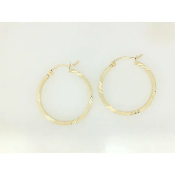 14K Yellow Gold 25MM Satin Hoop Earrings Barthau Jewellers Stouffville, ON
