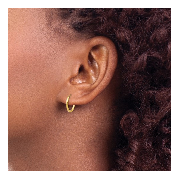 14K Yellow Gold 14MM Satin Sleeper Earrings Image 2 Barthau Jewellers Stouffville, ON