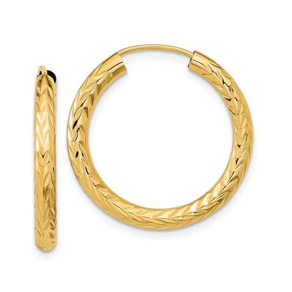 14K Yellow Gold 25MM Diamond Cut Hoop Earrings Barthau Jewellers Stouffville, ON