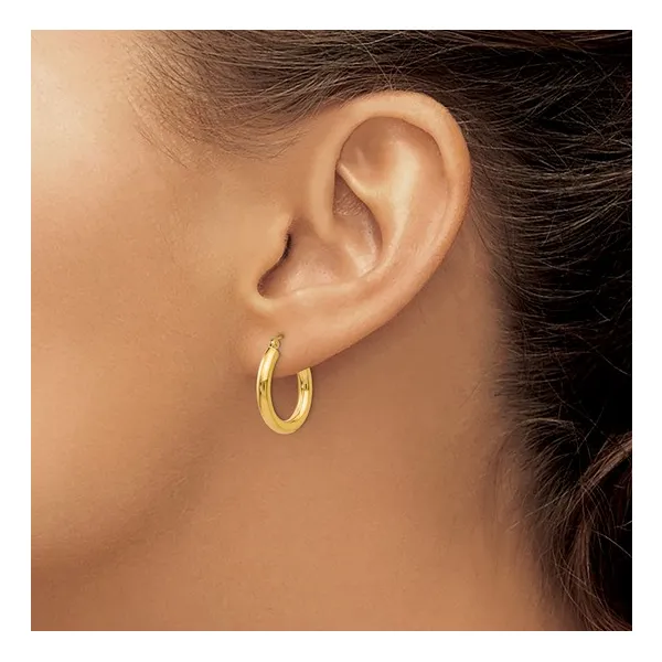 14K Yellow Gold 20MM Hoop Earrings 3.0MM Image 2 Barthau Jewellers Stouffville, ON