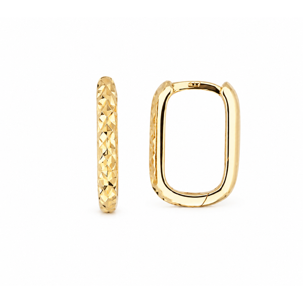 10K Yellow Gold Diamond Cut 10x10mm Huggie Earrings Barthau Jewellers Stouffville, ON