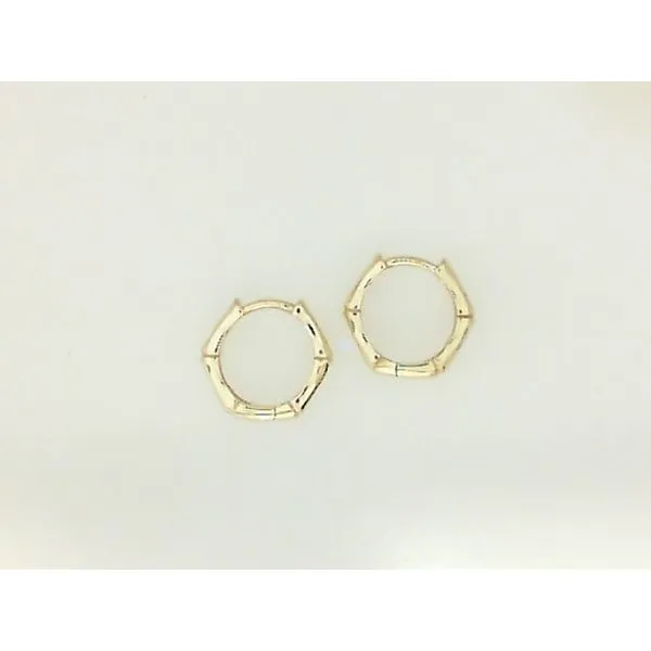 10K Yellow Gold Bamboo Pattern 10mm Huggie Earrings Barthau Jewellers Stouffville, ON