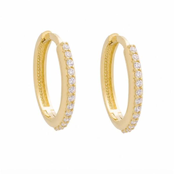 10K Yellow Gold Cubic Zirconia 8mm Huggie Earrings Barthau Jewellers Stouffville, ON