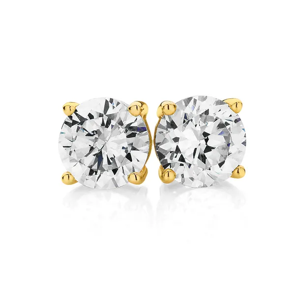 14KY 6mm CZ 4-Claw Stud Earrings Barthau Jewellers Stouffville, ON
