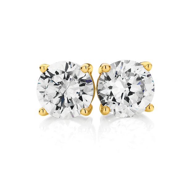 14KY 6mm CZ 4-Claw Stud Earrings Barthau Jewellers Stouffville, ON