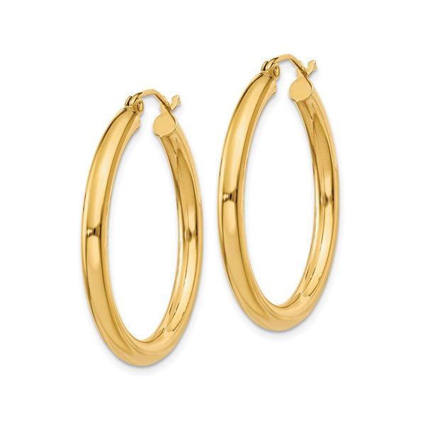 14K Yellow Gold 3x30MM Hoop Earrings Image 2 Barthau Jewellers Stouffville, ON