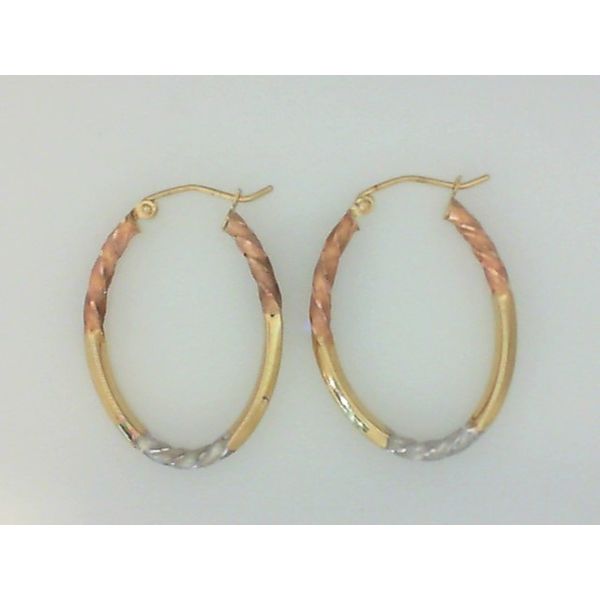 14K Yellow/White/Rose Gold Oval Hoop Earrings Barthau Jewellers Stouffville, ON