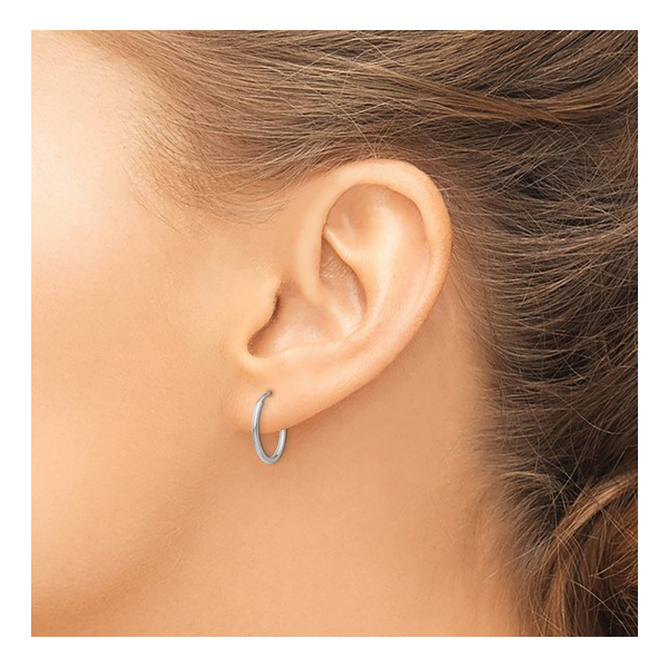 14K White Gold 14MM Sleeper Earrings Image 3 Barthau Jewellers Stouffville, ON