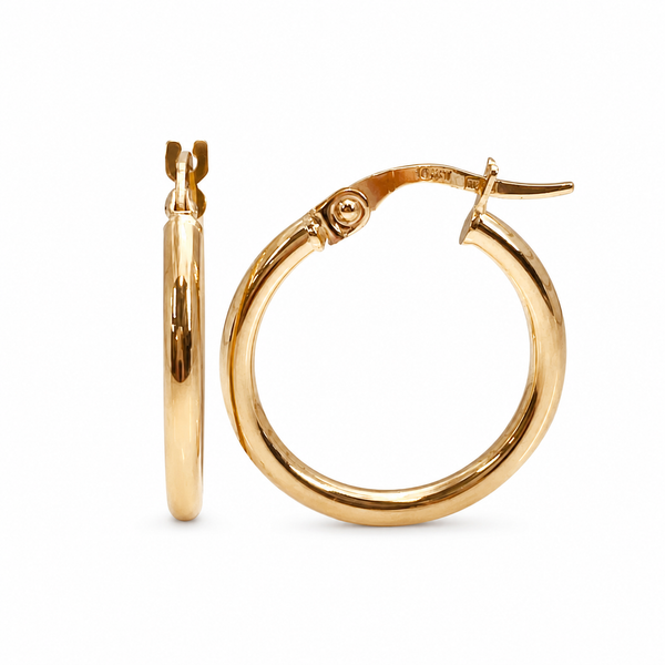 10KY 15mm Hoop 2mm Tube Earrings Barthau Jewellers Stouffville, ON