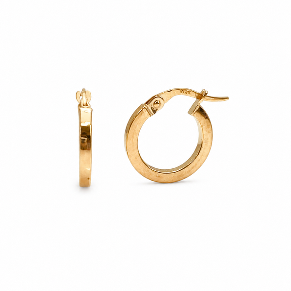 10KY 10mm Hoop 2mm Square Tube Earrings Barthau Jewellers Stouffville, ON