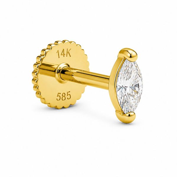 14K Yellow Gold Cubic Zirconia Helix Stud Marquise Barthau Jewellers Stouffville, ON