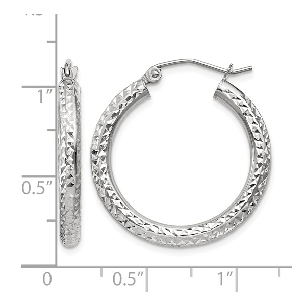 14K White Gold 25mm Diamond Cut Hoop Earrings Image 3 Barthau Jewellers Stouffville, ON