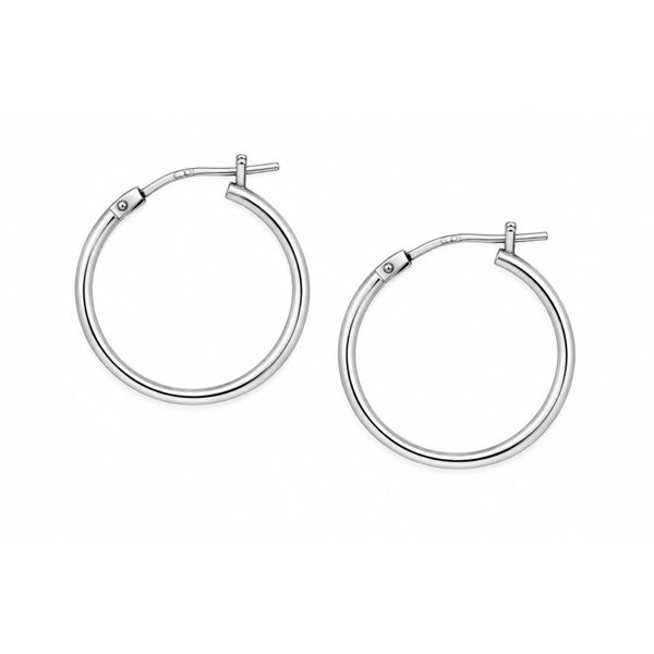 14K white Gold 17mm Hoop Earrings Barthau Jewellers Stouffville, ON