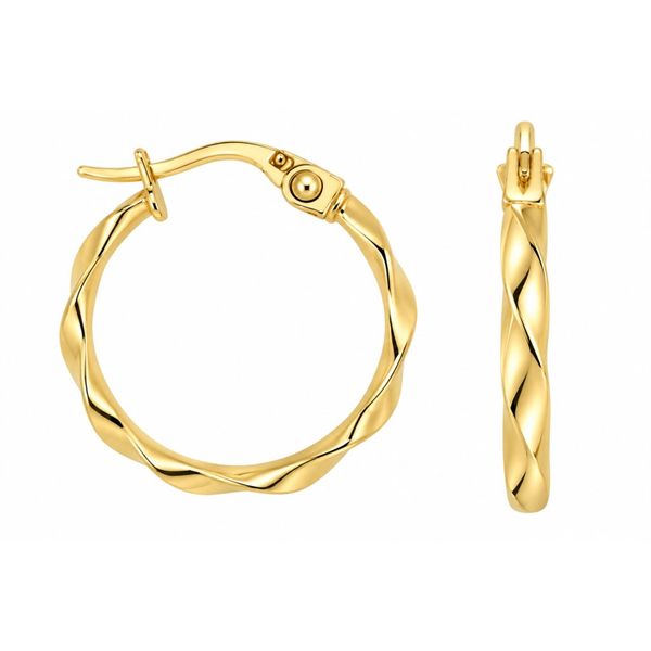 10K Yellow Gold 18mm Hoop Earrings 3mm Flattened Tube Barthau Jewellers Stouffville, ON