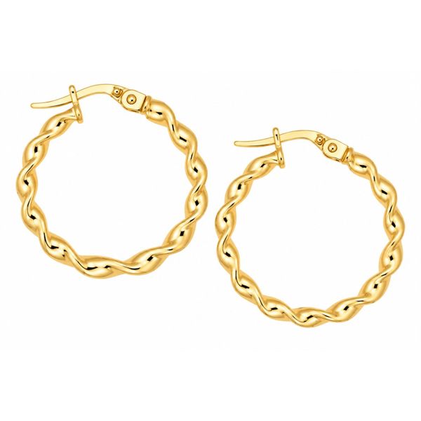 10K Yellow Gold Hoop Earrings 25mm Diameter x 2.5mm Tube Barthau Jewellers Stouffville, ON