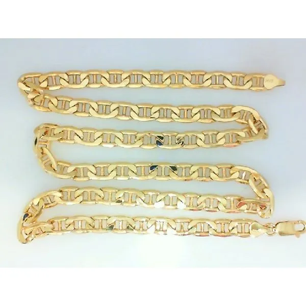 14K Yellow Gold 7MM Marine Link Chain 24