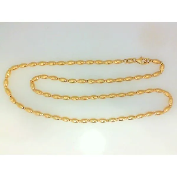 14K Yellow Gold 3MM Fancy Bead Chain 17