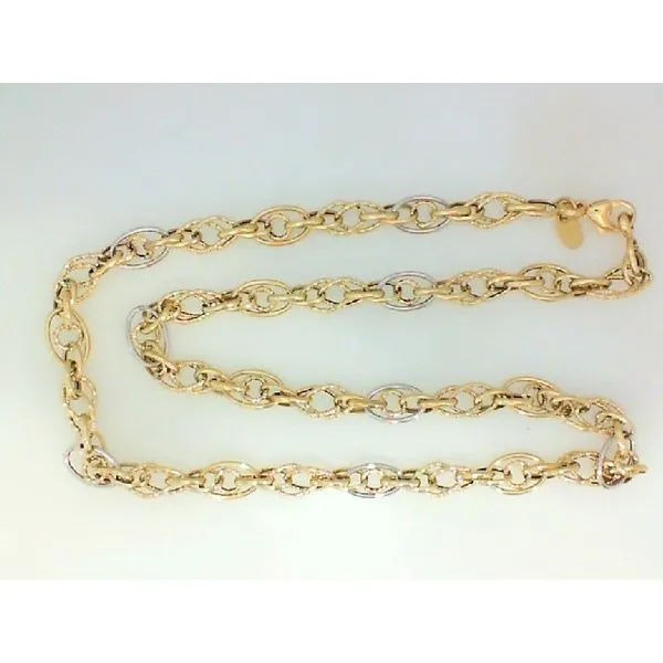 14K Yellow And White Gold Fancy Link Necklace 18