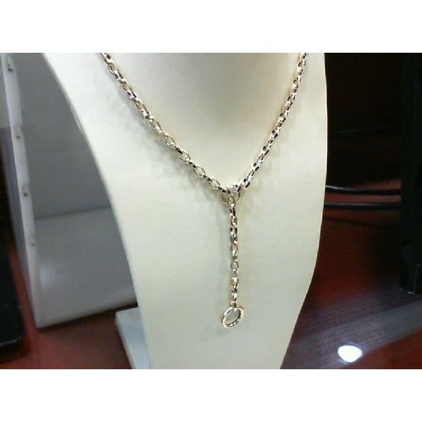 14K Yellow Gold Lariat Fancy Link Necklace, 23