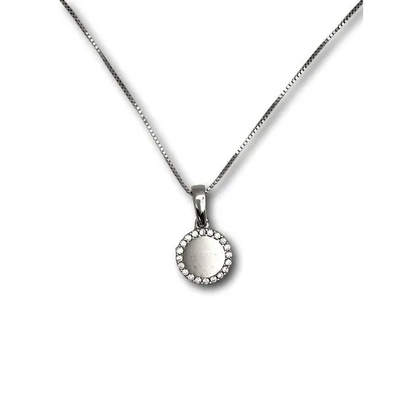 10K White Gold CZ Disc Necklace Barthau Jewellers Stouffville, ON