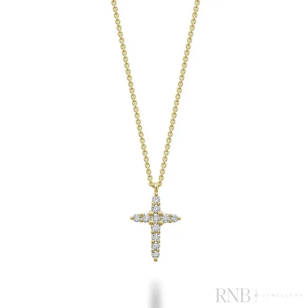 14K Yellow Gold Diamond Cross Necklace Barthau Jewellers Stouffville, ON
