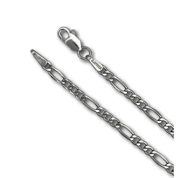 14K White Gold Figaro Link Bracelet Barthau Jewellers Stouffville, ON