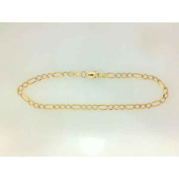 14K Yellow Gold 3MM Figaro Link Bracelet 7