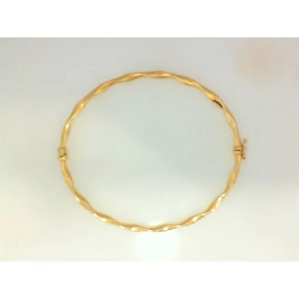 14K Yellow Gold Diamond Cut Twist Hinged Bangle Bracelet Barthau Jewellers Stouffville, ON
