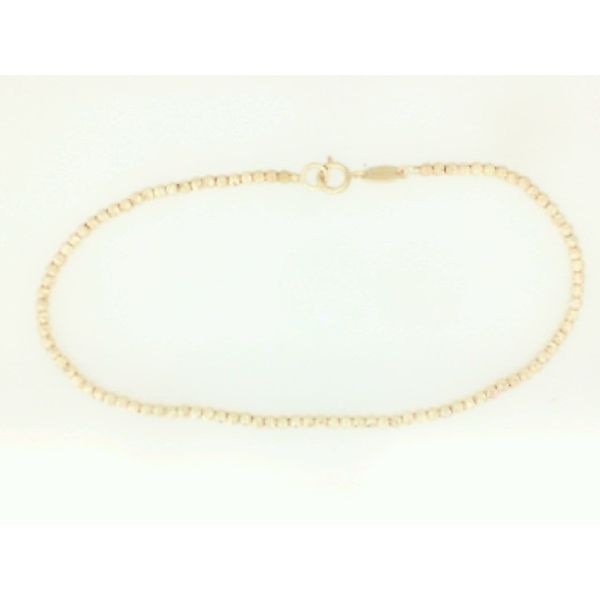 10K Yellow Gold Diamond Cut 2MM Ball Bracelet 7.5