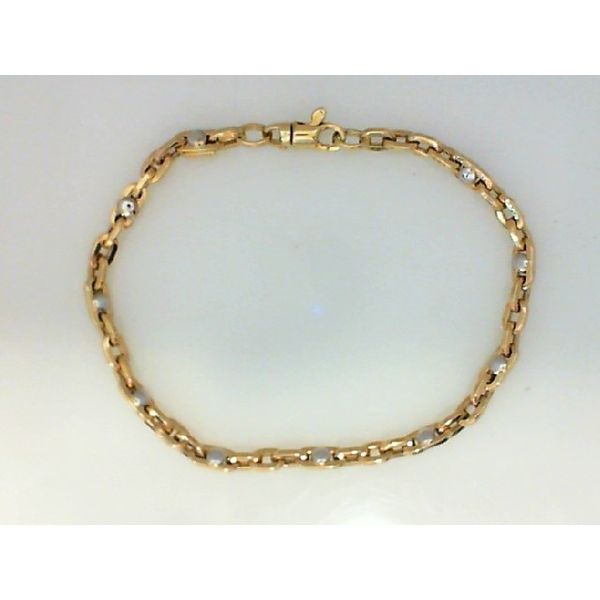 14K Yellow/White Gold Open Cable Link Bracelet 7.5