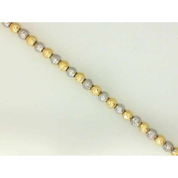 14K 4mm Yellow/White Gold Diamond Cut Ball Bracelet 7