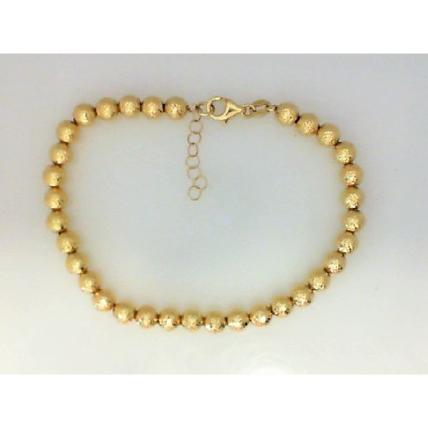 14K 5mm Yellow Gold Diamond Cut Bead Bracelet 7