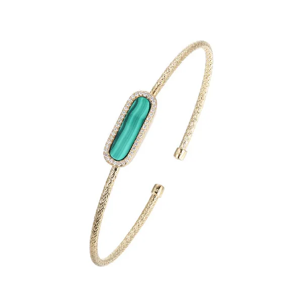 Gold PlatedCubic Zirconia Charles Garnier Malachite Cuff Bracelet Barthau Jewellers Stouffville, ON