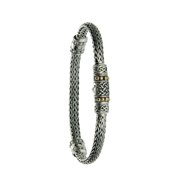 KEITH JACK 18K Sterling Silver/18K Yellow Gold Dragon Weave Eternity Bracelet, 7