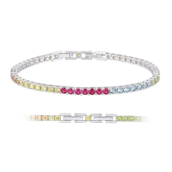 Sterling Silver Multi-Colour Cubic Zirconia Tennis Bracelet Barthau Jewellers Stouffville, ON