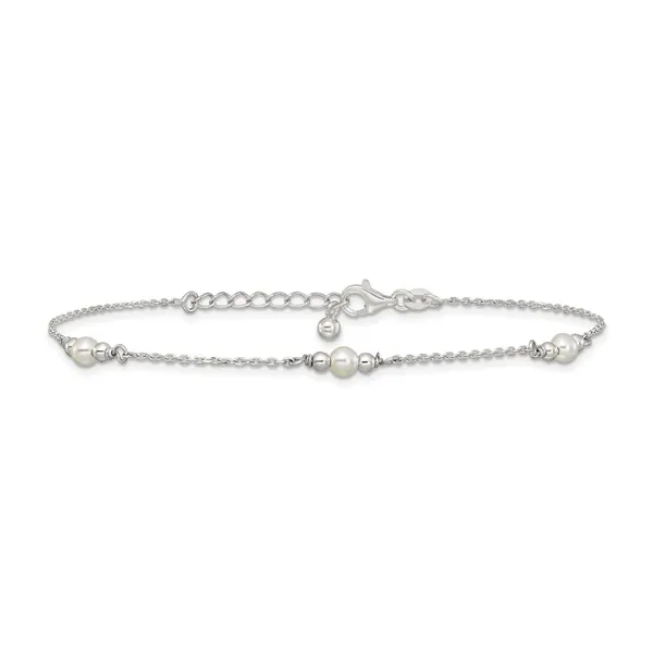 Sterling Silver White Bead And Ball  9