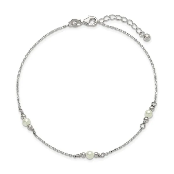 Sterling Silver White Bead And Ball  9