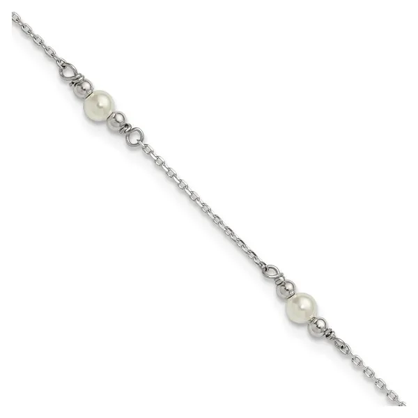 Sterling Silver White Bead And Ball  9