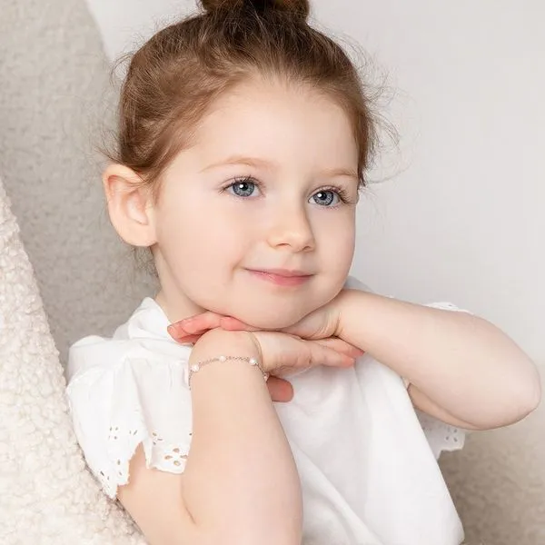 Sterling Silver Pearl Satellite Kids Bracelet Ages 3-10 Image 2 Barthau Jewellers Stouffville, ON