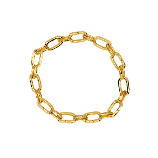 Sterling Silver/18K Gold Vermeil KEITH JACK 11 Rectangular Link Charm Bracelet, Approx 8