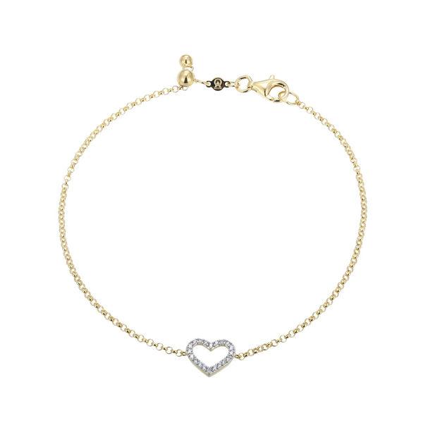 Sterling Silver/Gold Plated MONTE LUNA 1.00ctw Lab Grown Diamond Open Heart Bracelet, 7.75
